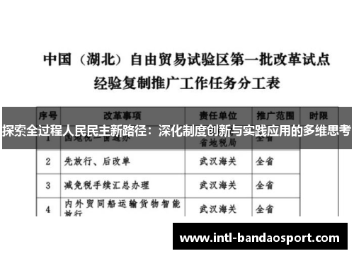探索全过程人民民主新路径：深化制度创新与实践应用的多维思考