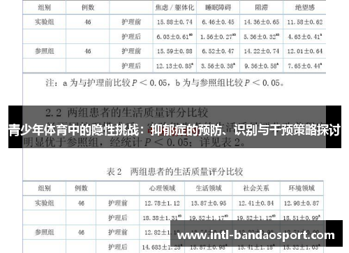 青少年体育中的隐性挑战：抑郁症的预防、识别与干预策略探讨